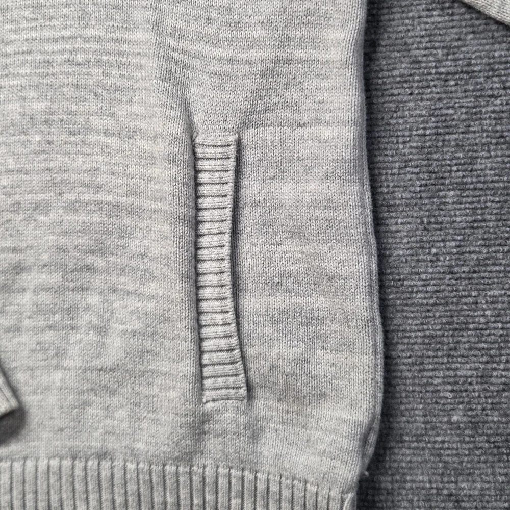 Banana Republic Mens Gray Cotton Knit Henley Hoodie Sweater Size M Pocketed